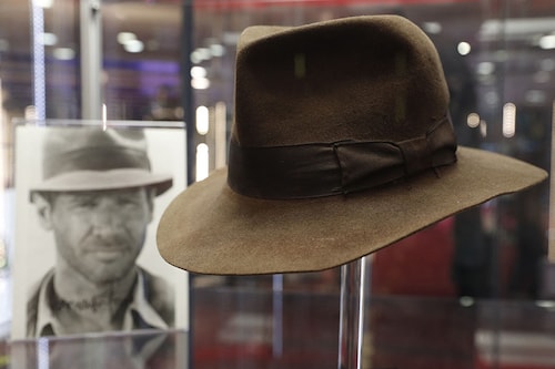 The fedora worn by Harrison Ford"s character Indiana Jones in the "Indiana Jones and the Raiders of the Lost Ark" film
Image: Adrian DENNIS / AFP© The fedora worn by Harrison Ford"s character Indiana Jones in the "Indiana Jones and the Raiders of the Lost Ark" film
Image: Adrian DENNIS / AFP©