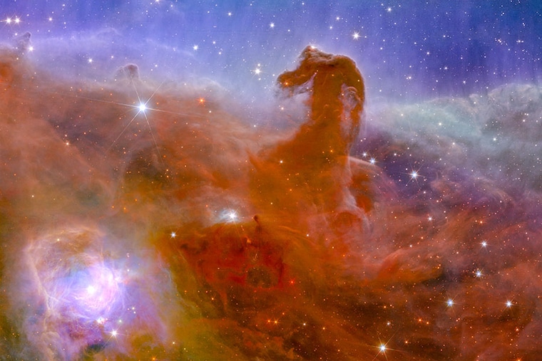 This undated handout obtained on November 2, 2023, from the European Space Agency (ESA), shows an alternative crop of astronomical images of a Horsehead Nebula taken during ESA"s Euclid space mission, which is built and operated by the European Space Agency ESA and with contributions from NASA. The first images from Europe"s Euclid space telescope were released on November 7, showing a nebula resembling a horse"s head, never-before-seen distant galaxies and even "circumstantial evidence" of elusive dark matter. Euclid blasted off in July on the world"s first-ever mission aiming to investigate the enduring cosmic mysteries of dark matter and dark energy. It will do so partly by charting one-third of the sky—encompassing a mind-boggling two billion galaxies—to create what has been billed as the most accurate 3D map of the universe ever.
