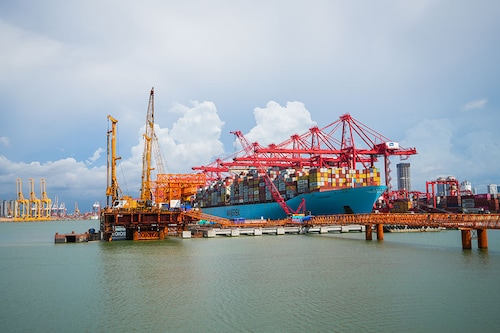The Colombo West International Terminal (CWIT) project under construction in Colombo, Sri Lanka, on Wednesday, Nov. 8, 2023. Image: Thilina Kaluthotage/Bloomberg via Getty Images The Colombo West International Terminal (CWIT) project under construction in Colombo, Sri Lanka, on Wednesday, Nov. 8, 2023. Image: Thilina Kaluthotage/Bloomberg via Getty Images
