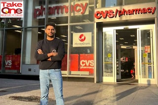 Bala Sarda, founder Vahdam India, outside a CVS store