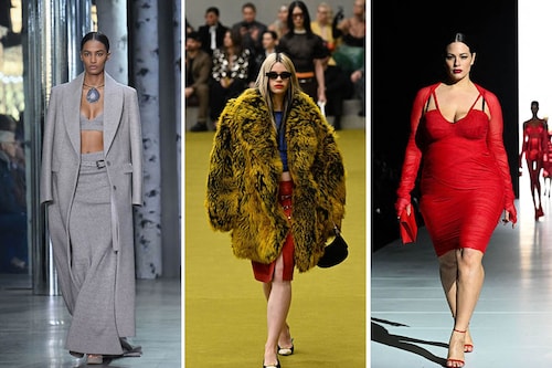 Gray, yellow and red are among the essential colors of the winter season, as seen at the Michael Kors, Gucci and Dolce & Gabbana autumn-winter 2023 shows. Image: Angela Weiss/Miguel Medina/AFP Gray, yellow and red are among the essential colors of the winter season, as seen at the Michael Kors, Gucci and Dolce & Gabbana autumn-winter 2023 shows. Image: Angela Weiss/Miguel Medina/AFP