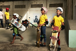 Italian artist Lorenzo Vitturi"s photography series on children skateboarding in Cambodia on display at the NCPA, Mumbai 
Image: Lorenzo Vitturi