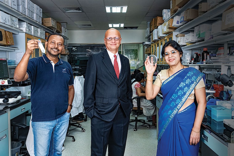 (From left) Rajarshi Pal, Jogin Desai and Rajani Battu of Eyestem