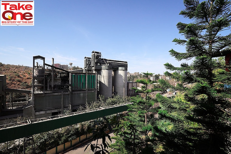 A view of the Ambuja Cements Limited plant earlier owned by Holcim and now owned by Adani Group is seen from a nearby village in Darlaghat, Solan district in the state of Himachal Pradesh, India.
Image: Reuters/Anushree Fadnavis
