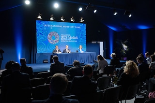 A meeting of the finance ministers and central bank heads of the G20 countries at the IMF/World Bank meeting. Image: Christophe Gateau/picture alliance via Getty Images