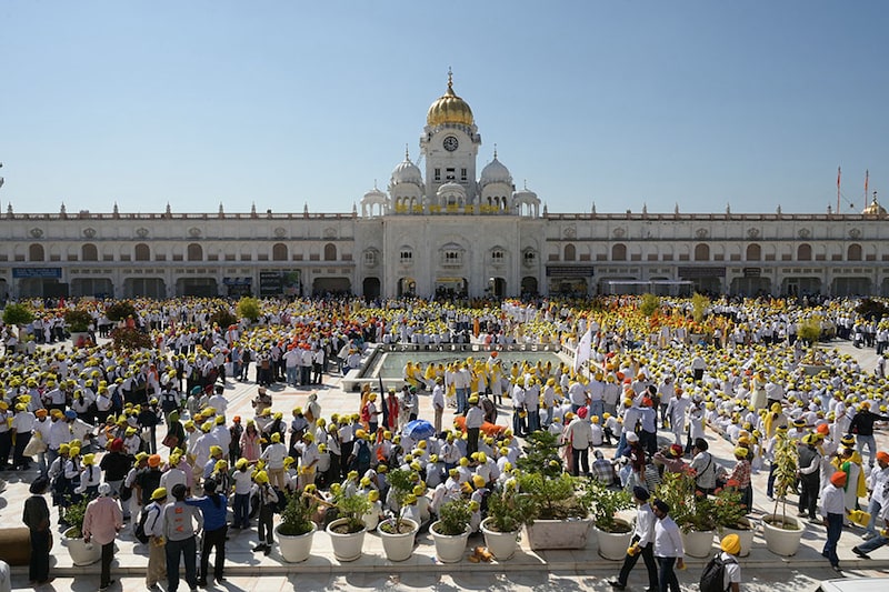Students gather at the Golden Temple during a special prayer for a drug-free Punjab, in Amritsar on October 18, 2023.