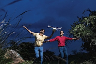 Utham Kumar Dharmapuri (L), co-founder and CTO with Maruthi Amardeep Sri Vatsavaya, co-founder & CEO, BluJ Aerospace
Image: Vikas Chandra Pureti for Forbes India