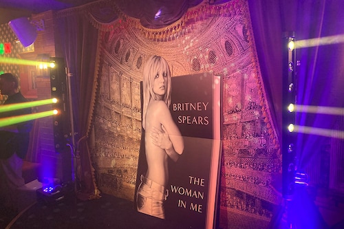 The Mrs Riot bar in Covent Garden, London, is decorated with the image from the cover of Britney Spears" memoir. Picture date: Tuesday October 24, 2023. Image: Beverley Rouse/PA Images via Getty Images