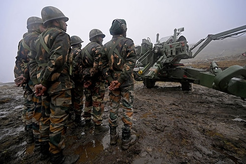 A file photo of the Indian Army at Penga Teng Tso ahead of Tawang, near the Line of Actual Control (LAC), in Arunachal Pradesh in late 2021. Image: Money Sharma/ AFP