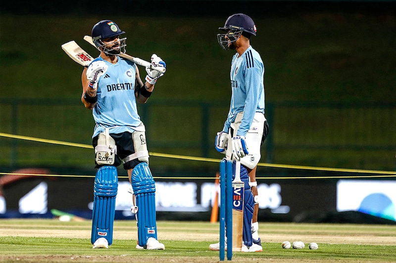 Virat Kohli and Shubman Gill of team India interact during a training session at the Pallekele International Cricket Stadium in Kandy, Sri Lanka, ahead of the India vs. Pakistan Asia Cup match. The game is scheduled to air at 3 p.m. IST on September 2, 2023. Image: Pankaj Nangia/Getty Images
