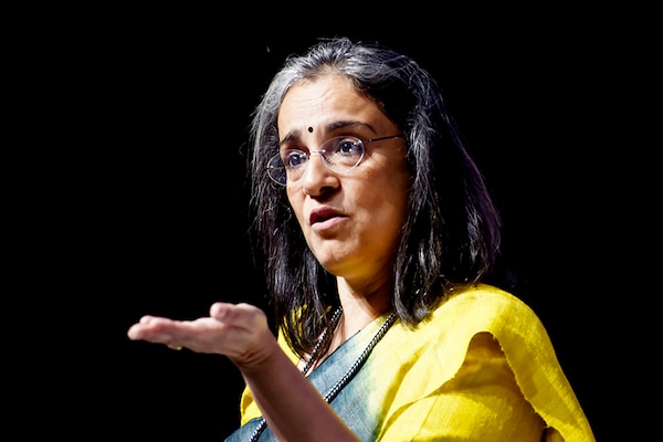 Ms. Madhabi Puri Buch, chairperson of SEBI. 
Image: Indranil Aditya/NurPhoto via Getty Images
