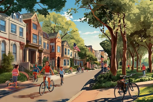 An initial rendering for the California Forever project. An initial rendering for the California Forever project. Image: Courtesy of California for ever© An initial rendering for the California Forever project. An initial rendering for the California Forever project. Image: Courtesy of California for ever©