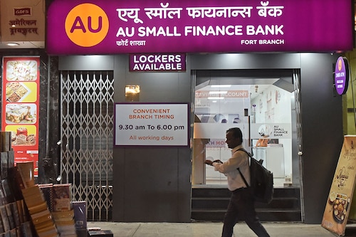AU Small Finance Bank is in initial talks to acquire Fincare SFB. Image: Indranil Aditya/NurPhoto via Getty Images AU Small Finance Bank is in initial talks to acquire Fincare SFB. Image: Indranil Aditya/NurPhoto via Getty Images
