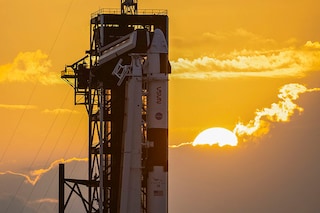 A SpaceX Falcon 9 rocket with the company"s Dragon spacecraft on top is seen at sunset on the launch pad at Launch Complex 39A as preparations continue for the Crew-7 mission, on August 23, 2023, at NASA"s Kennedy Space Center in Cape Canaveral, Florida.
Image: Joel Kowsky/NASA via Getty Images