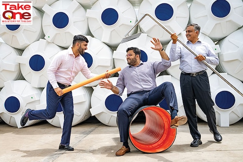 From left: Saumya, Kairav and Sandeep Engineer Image: Mexy Xavier&nbsp
