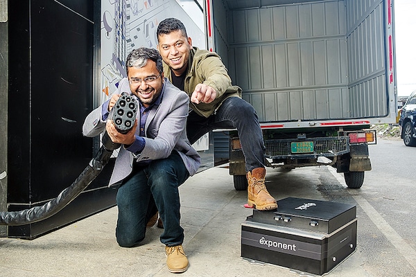 Sanjay Byalal Jagannath (right) and Arun Vinayak, Cofounders, Exponent Energy Image: Nishant Ratnakar for Forbes India