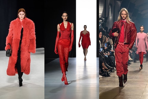 Red was in the spotlight on the catwalks of Ferragamo, Dolce &amp Gabbana and Isabel Marant.Image: Marco BERTORELLO / Miguel MEDINA / Emmanuel DUNAND / AFP