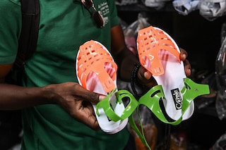 Leke sandals have been sold in Ivorian markets "for 30 or 40 years" and not even the worldwide success of flip-flops has usurped what has become a symbol of Ivorian identity. Image: Sia Kambou / AFP©