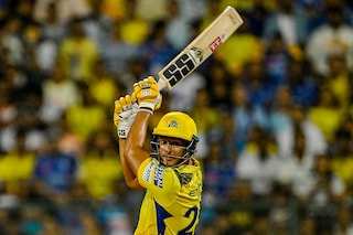 Chennai Super Kings" Shivam Dube plays a shot during the Indian Premier League (IPL) Twenty20 cricket match between Mumbai Indians and Chennai Super Kings at the Wankhede Stadium in Mumbai on April 14, 2024. 
Image: Indranil Mukherjee / AFP