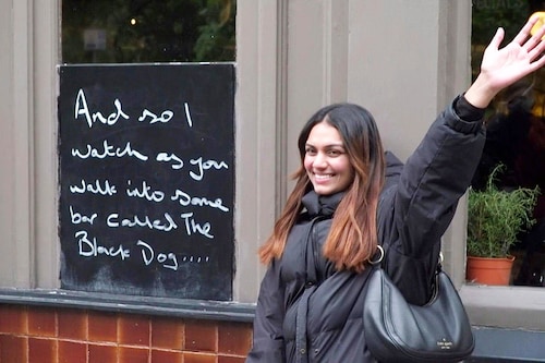 The Black Dog has become one of London"s newest attractions after being namechecked in a Taylor Swift song.
Image: James Rybacki / AFPTV / AFP The Black Dog has become one of London"s newest attractions after being namechecked in a Taylor Swift song.
Image: James Rybacki / AFPTV / AFP
