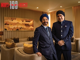 Surender Saluja with son Chiranjeev (right), the managing director of Premier Energies  
Image: Vikas Chandra Pureti