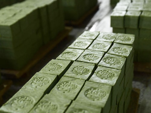Stacks of laurel soap are pictured the Jbaili soap factory, an 800 year old artisanal soap manufacturer, in the old city of Syria"s northern city of Aleppo
Image: AFP© Stacks of laurel soap are pictured the Jbaili soap factory, an 800 year old artisanal soap manufacturer, in the old city of Syria"s northern city of Aleppo
Image: AFP©