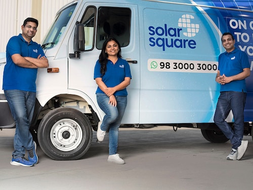 SolarSquare Founders (L to R) Neeraj Jain, Shreya Mishra and Nikhil Nahar