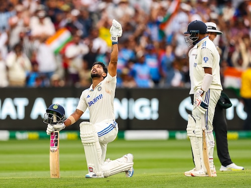 Nitish Kumar Reddy of India celebrates after scoring a century during day three of the test match between Australia and India at Melbourne Cricket Ground on December 28, 2024, in Melbourne, Australia. Image: Morgan Hancock - CA/Cricket Australia via Getty Images