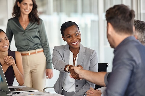 The researchers found that women’s “relation-oriented, interpersonal†negotiation style translates into less aggressive first offers and into higher chances of getting a deal done.
Image: Shutterstock The researchers found that women’s “relation-oriented, interpersonal†negotiation style translates into less aggressive first offers and into higher chances of getting a deal done.
Image: Shutterstock