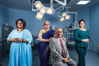 (From left) Deeksha Dinesh, Asha Dinesh, K Dinesh and Divya Dinesh, channelise their philanthropy through the Ashraya Hastha Trust
Image:Selvaprakash Lakshmanan for Forbes India