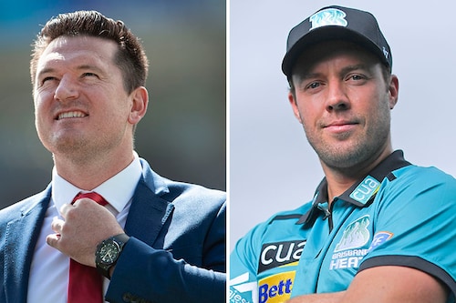 (left)Former South African skipper and SA20 Commissioner Graeme Smith (left) and brand ambassador AB de Villiers
Image: Getty Images