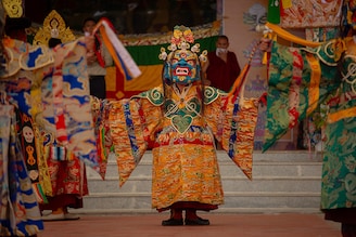 Tibetan Buddhist monks perform the traditional Cham dance during a cultural ceremony prior to Losar celebrations at the Tashi Lhunpo Monastery on February 08, 2024, in Bylakuppe, in the southern state of Karnataka, India. The Tibetan New Year, Losar, is celebrated in several South Asian countries, including Tibet, Nepal, Bhutan, and India, and takes different forms depending on the region where it is observed. This year, Losar falls on February 10th.