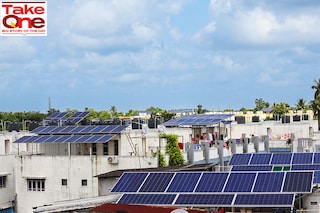 Solar panel system for the domestic use of Solar Electricity in Bilimora, Gujarat. Image: Shutterstock