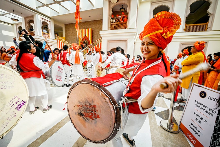 Maharashtrian women in traditional attire took part in Shiv Jayanti celebrations at Maharashtra Sadan on February 19, 2024 in New Delhi, India. Chhatrapati Shivaji Maharaj is one of the greatest Maratha rulers who carved an enclave from Bijapur"s Adilshahi sultanate that marked the beginning of the Maratha Empire.
