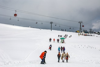 Tourists are enjoying themselves at the famous ski resort in Gulmarg, Baramulla, Jammu and Kashmir on February 23, 2024.