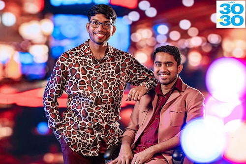(From left) Anupam Pedarla, co-founder and COO, and Sashank Reddy, co-founder and head of student experience, NxtWave. Image: Mexy Xavier Directed By: Kapil Kashyap ANUPAM - Outfit: NM Design Studio, Shay Studio Jewellry: Drip Project SASHANK - Outfit: Ashay New Delhi Jewellry: Inox Jewellery Styled By: Zainab Shakir Assistant Stylists: Mannat Bhalla, Samridh Gupta