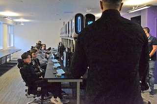 Students in the eSports programme take a class at the National esports Performance Campus in Sunderland, north-east England on December 19, 2023. Image: Daniel Mayhews / AFPÂ©