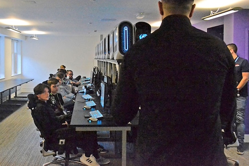 Students in the eSports programme take a class at the National esports Performance Campus in Sunderland, north-east England on December 19, 2023. Image: Daniel Mayhews / AFPÂ©