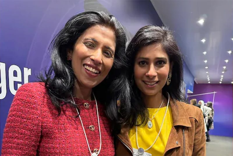 The paths of two influential women of Indian origin crossed at the 54th Annual Meeting of the World Economic Forum in Davos. International Monetary Fund"s Deputy Managing Director chief Gita Gopinath and Chanel CEO Leena Nair captured the moment with a photograph.