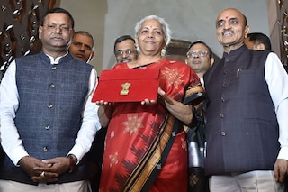 (File) Union Finance Minister Nirmala Sitaraman along with MOS finance ministers at Parliament House ahead of the presentation of the Union Budget 2023-24, on February 1, 2023 in New Delhi, India. Image: Sonu Mehta/Hindustan Times via Getty Images
