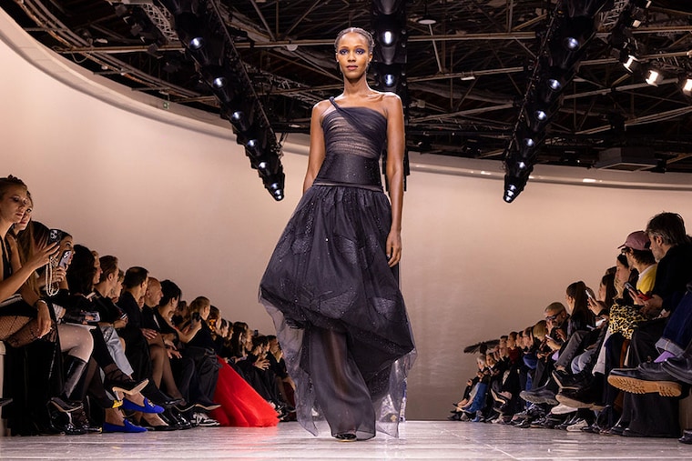 A model walks the runway during the Giorgio Armani Privé Haute Couture Spring/Summer 2024 show as part of Paris Fashion Week on January 23, 2024, in Paris, France. Armani"s meticulously crafted couture paid homage to his roots in tailoring, a nod to the precision and elegance that underpin his design philosophy.