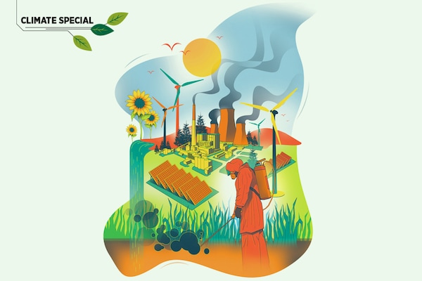 India is also the fifth largest economy in the world, which is growing faster than its peers. This upward growth trajectory, which includes going big on manufacturing, industrialisation and urbanisation, means high immediate energy requirements.
Illustration: Chaitanya Dinesh Surpur