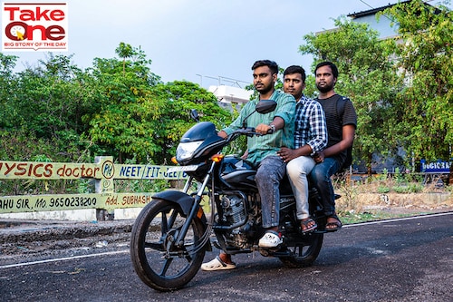 Bihar residents Lakshya Raj, Newton Kumar, and Mayank Shekhar (L-R) came to Kota with the dream of becoming doctors, but now stare at an uncertain future despite giving it their all in this year"s NEET examination. Image: Madhu Kapparath