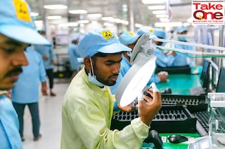 Workers on the assembly line at electronics manufacturing services company Dixon Technologies’ Noida facility Image: Madhu Kapparath