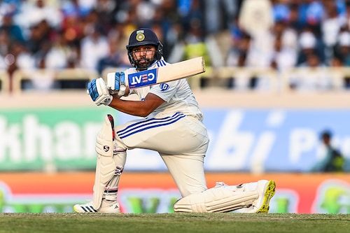 India captain Rohit Sharma bats during day three of the 4th Test Match between India and England at JSCA International Stadium Complex on February 25, 2024 in Ranchi, India.
Image: Gareth Copley/Getty Images India captain Rohit Sharma bats during day three of the 4th Test Match between India and England at JSCA International Stadium Complex on February 25, 2024 in Ranchi, India.
Image: Gareth Copley/Getty Images