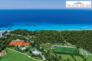 At Greece’s Sani Resort, one can practise their volleys at the Rafa Nadal Tennis Centre or take football sessions with experts associated with the Chelsea FC Football Academy
Image: Courtesy Sani Resort