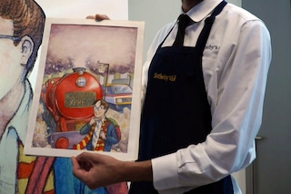 The original watercolor illustration for the first edition of "Harry Potter and the Philosopher"s Stone" sold for $1.9 million  
Image: Diane Desobeau / AFPTV / AFP