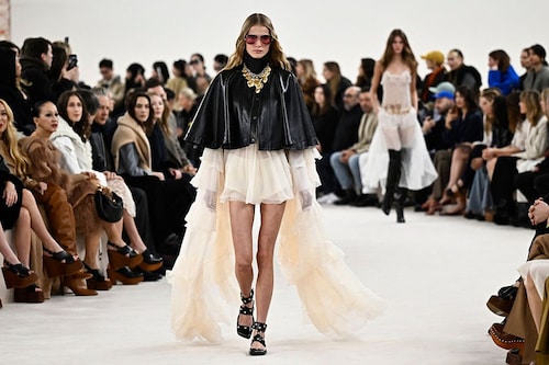 A model presents a creation by Chloe for the Women Ready-to-wear Fall-Winter 2024/2025 collection as part of the Paris Fashion Week, in Paris on February 29, 2024.
Image: Julien De Rosa / AFPÂ©