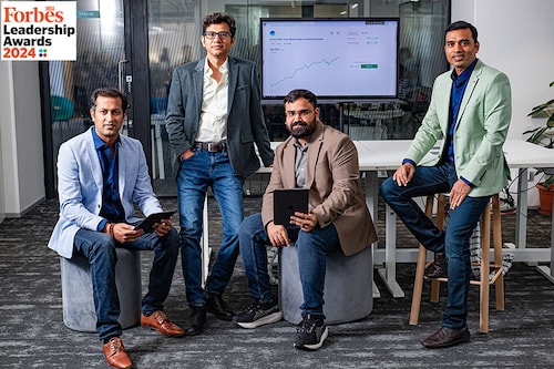 (From left): Harsh Jain, Lalit Keshre, Ishan Bansal and Neeraj Singh, co-founders, Groww
Image: Nishant Ratnakar for Forbes India (From left): Harsh Jain, Lalit Keshre, Ishan Bansal and Neeraj Singh, co-founders, Groww
Image: Nishant Ratnakar for Forbes India