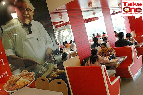KFC Restaurant at Atta market in Noida, Uttar Pradesh, India. Image: Ravi S Sahani/The The India Today Group via Getty Images KFC Restaurant at Atta market in Noida, Uttar Pradesh, India. Image: Ravi S Sahani/The The India Today Group via Getty Images